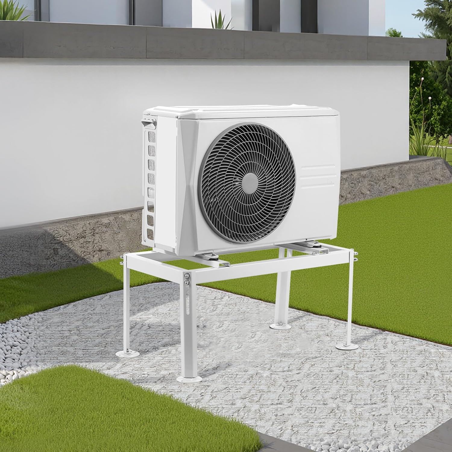 VEVOR Mini Split Ground Stand, Adjustable Anti-Vibration Mini Split Stand for 9000-24000 BTU Ductless Air Conditioner Heat Pump, Heavy Duty AC Base Bracket Floor Mount w/ 441LBS Max. Load Capacity