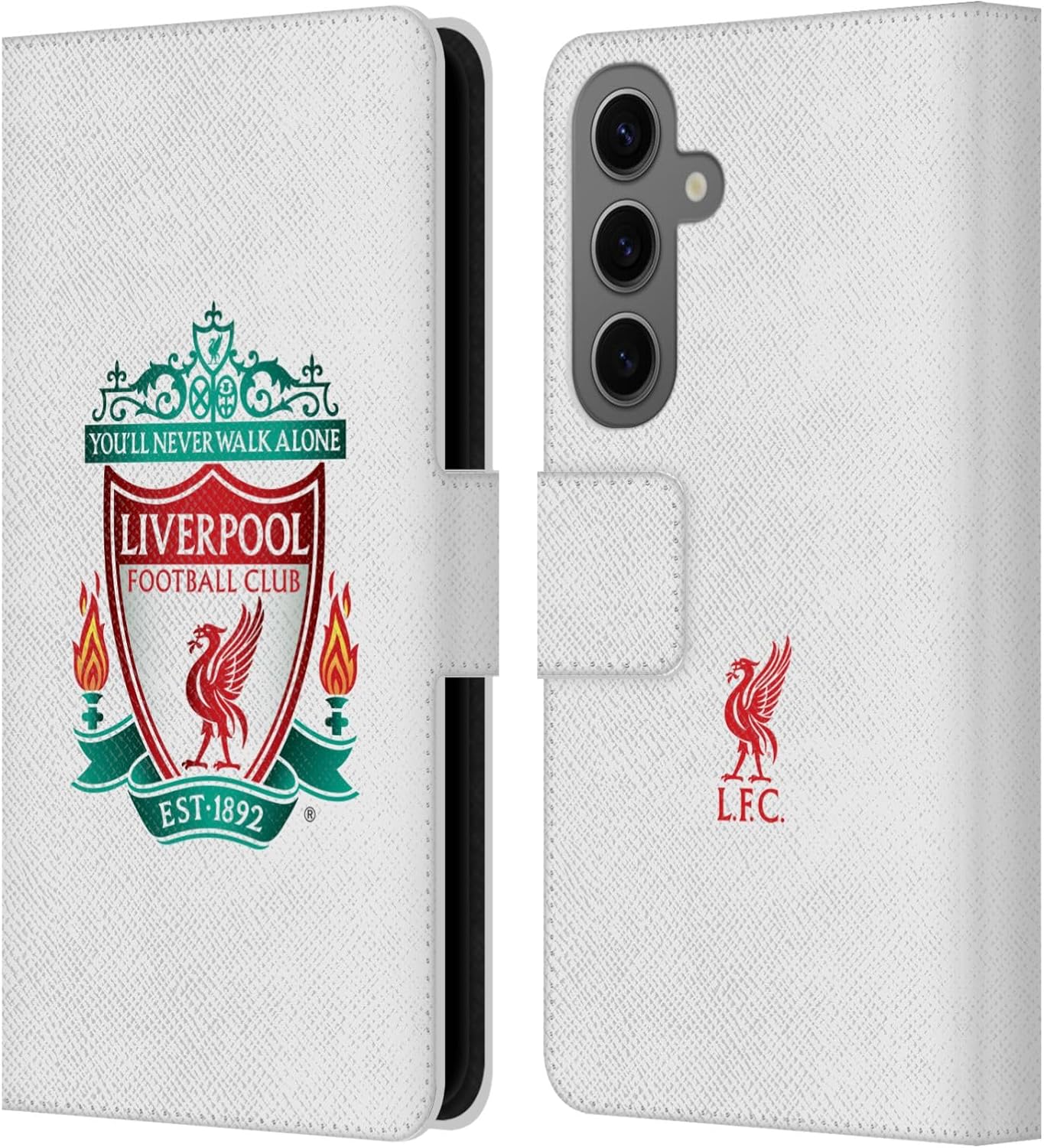 Head Case Designs Officially Licensed Liverpool Football Club Black Geometric 2 Crest 1 Leather Wallet Case Compatible with Samsung Galaxy S25