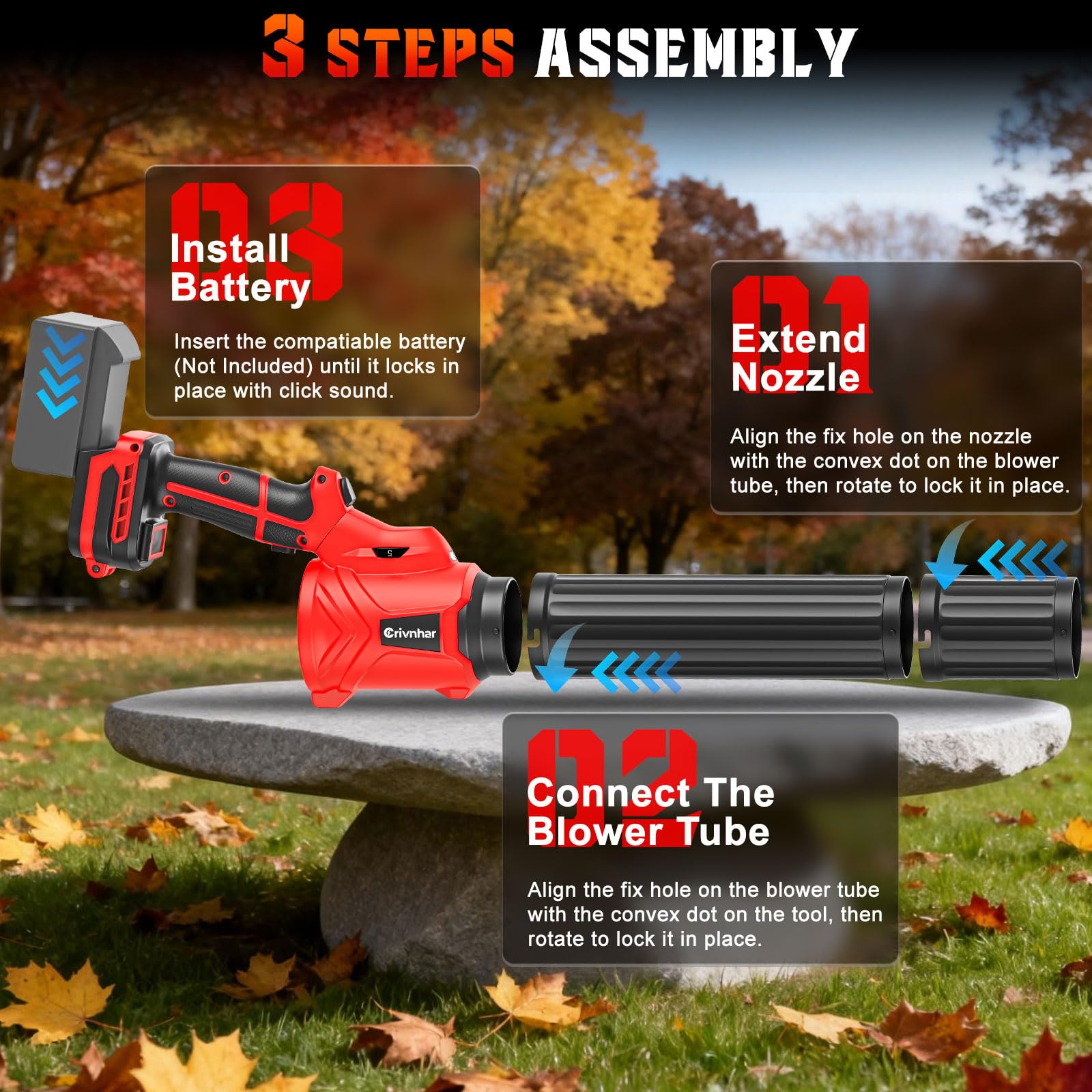 Souffleur à feuilles sans fil pour Milwaukee 18 V (sans batterie), souffleur d'air turbo portatif à 6 vitesses avec tête rotative à 180° et affichage de la puissance, mini souffleur portable pour