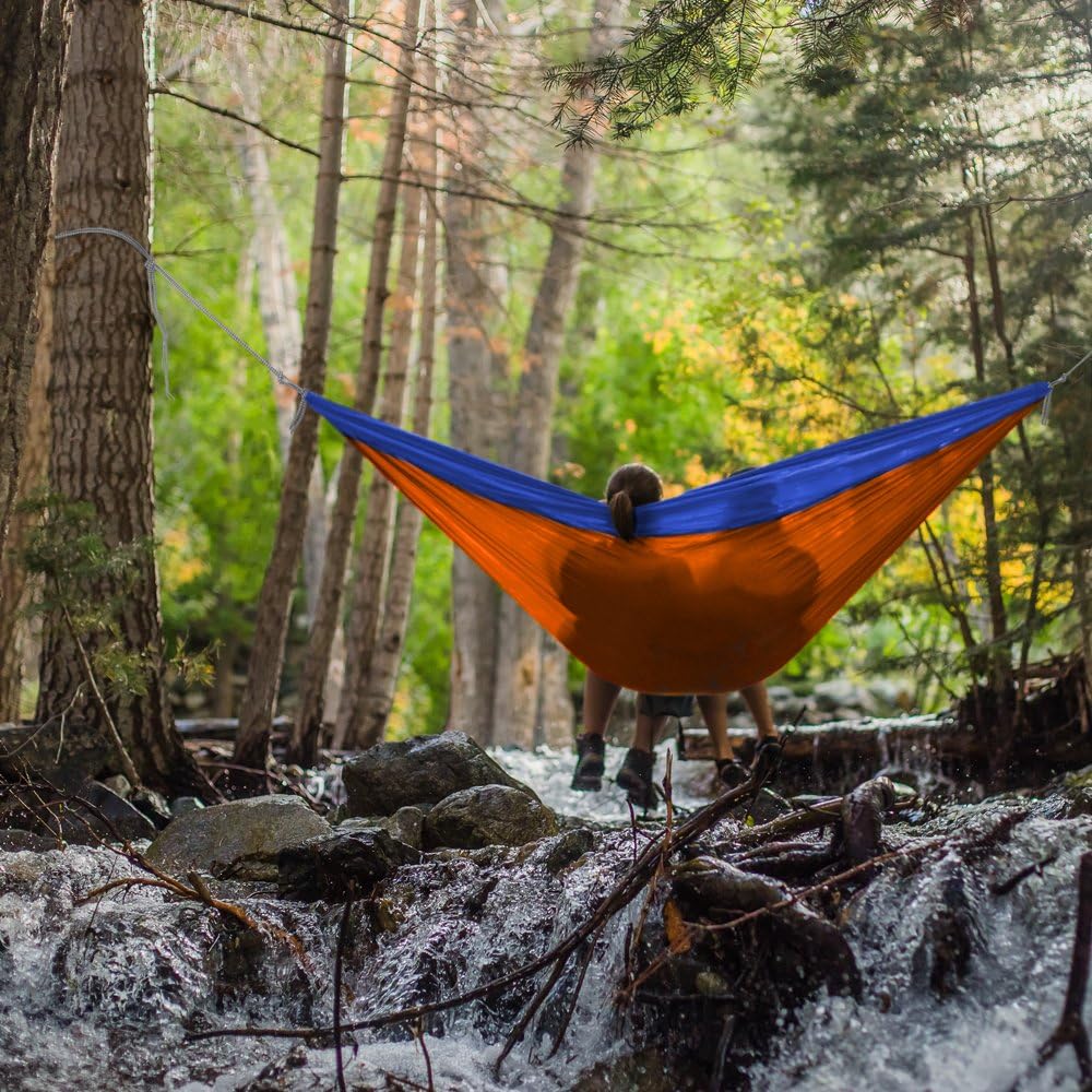 Grizzly Peak Single-Wide Camping Hammock, Lightweight and Portable Parachute Nylon (Moss & Mud)