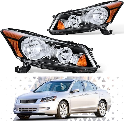 Miniatura 2 de PENSUN Honda Accord - Conjunto de faros delanteros para Honda Accord Sedan 2008-2012, carcasa cromada con reflector ámbar, repuesto para lado del