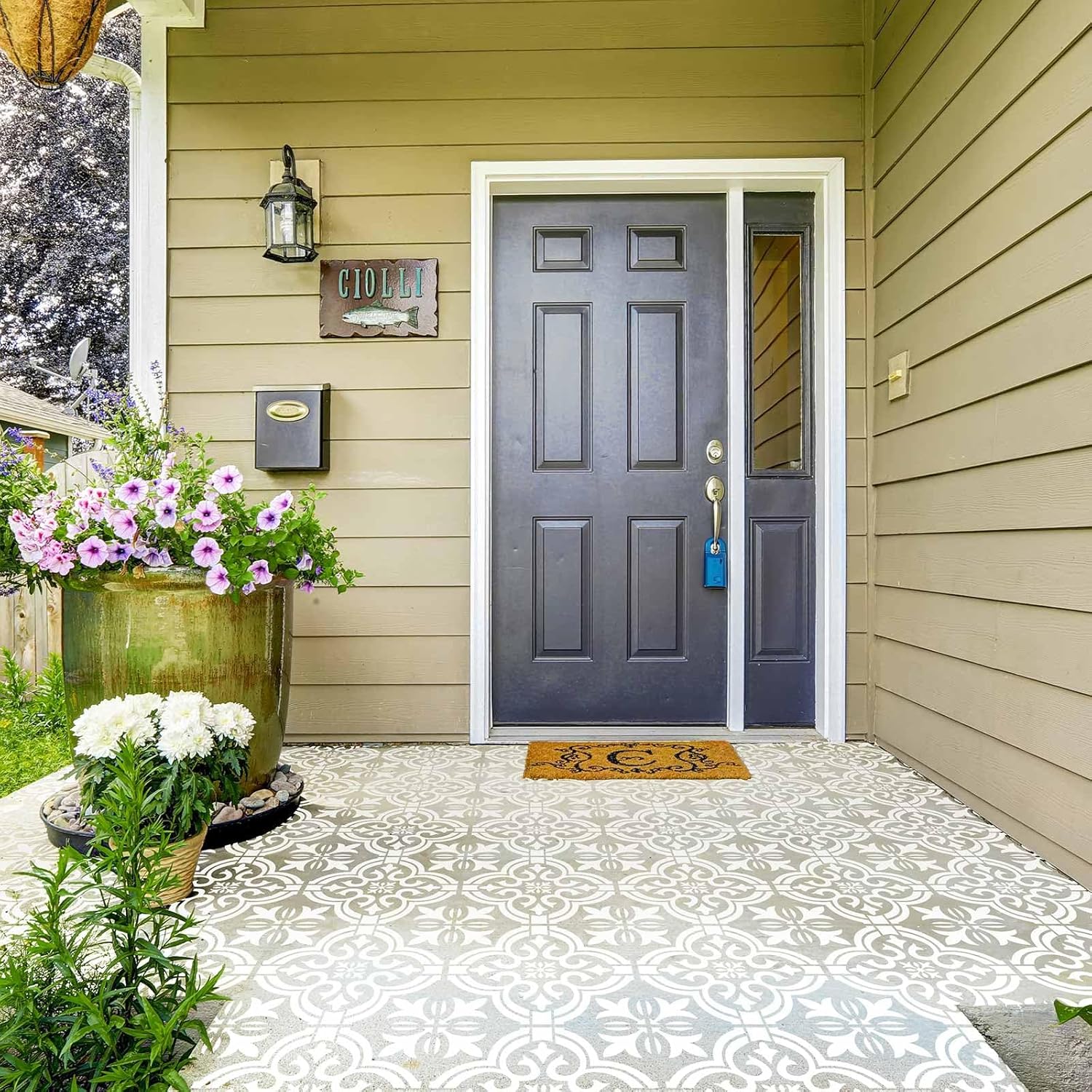 Zonon 4 Pcs Reusable Tile Stencil for Painting Large Floor Wall Templates Flower Damask Talavera Amalfi Mehndi for DIY Plaster Furniture Wood Concrete Fabric Decor(18 x 18 Inches,Mandala Style)