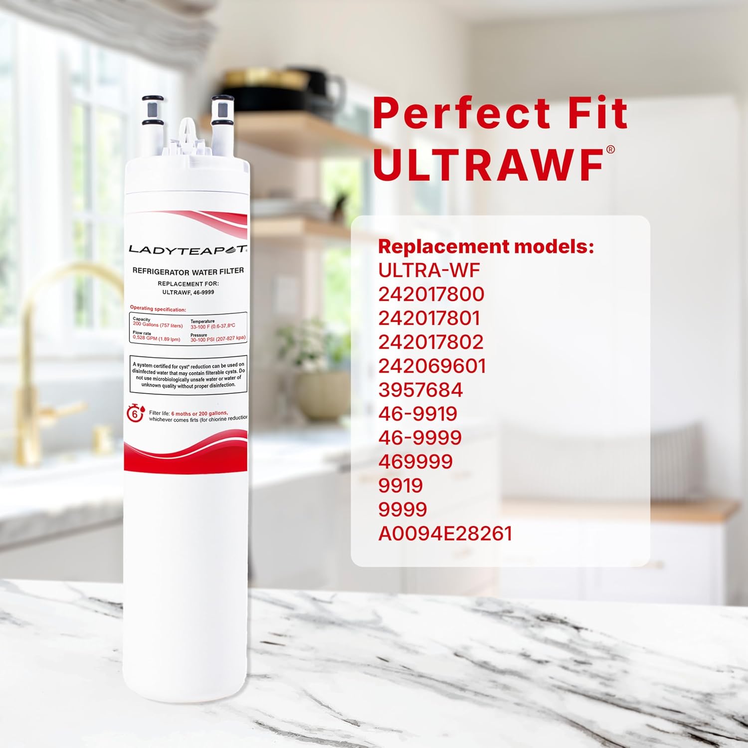 Filter Replacement Water, Compatible with Frigidaire ULTRAWF, Pure Source Ultra, Kenmore 9999, 469999, 46-9999, A0094E28261, Height 11 inches (2-Pack)