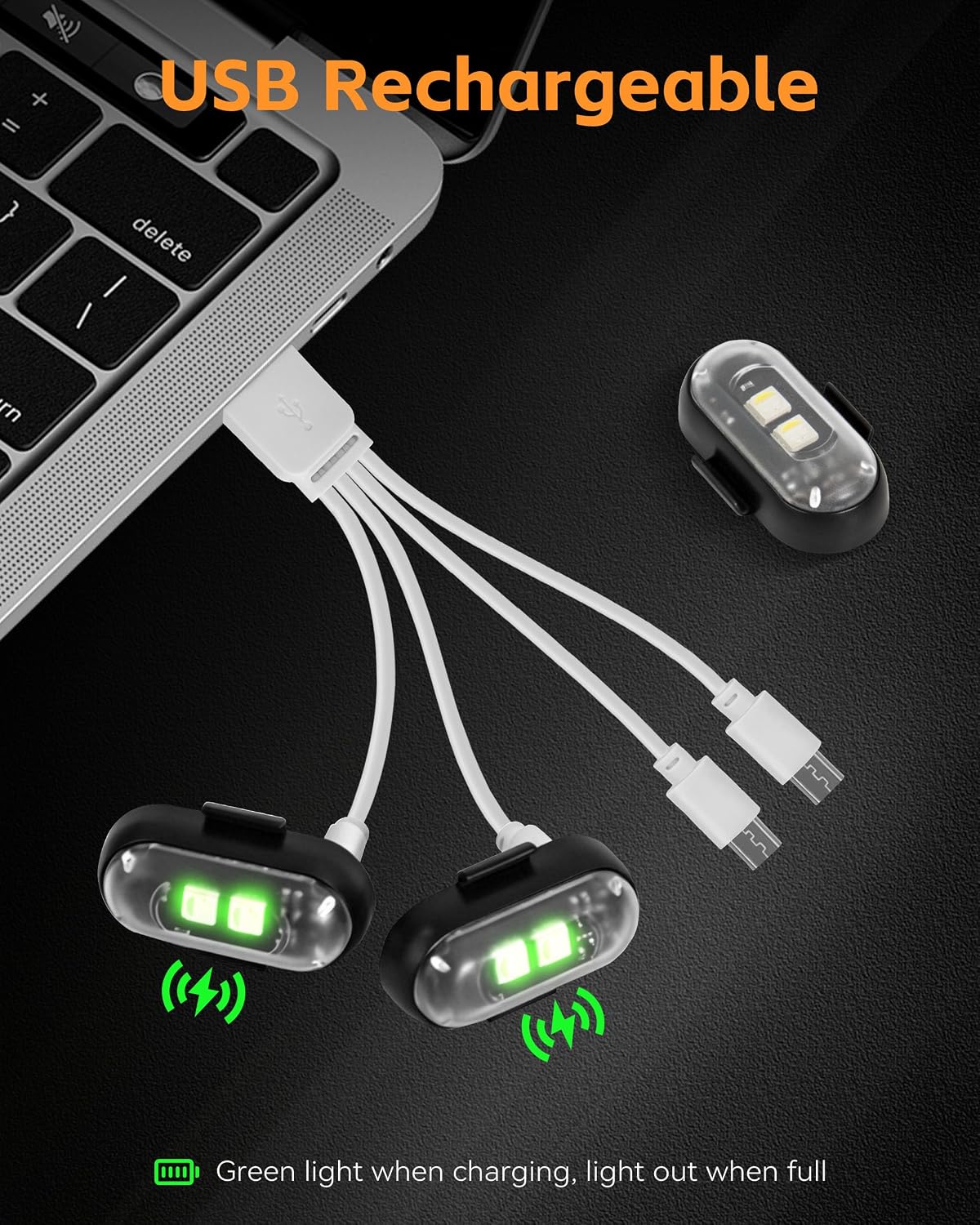 Wireless LED Strobe Lights - 8 Pack Emergency Warning Lights with Remote Control, 8 Colors 10 Modes IP65 Waterproof USB Anti-Collision Flash Lights for Car Motorcycle Truck Drone Boat