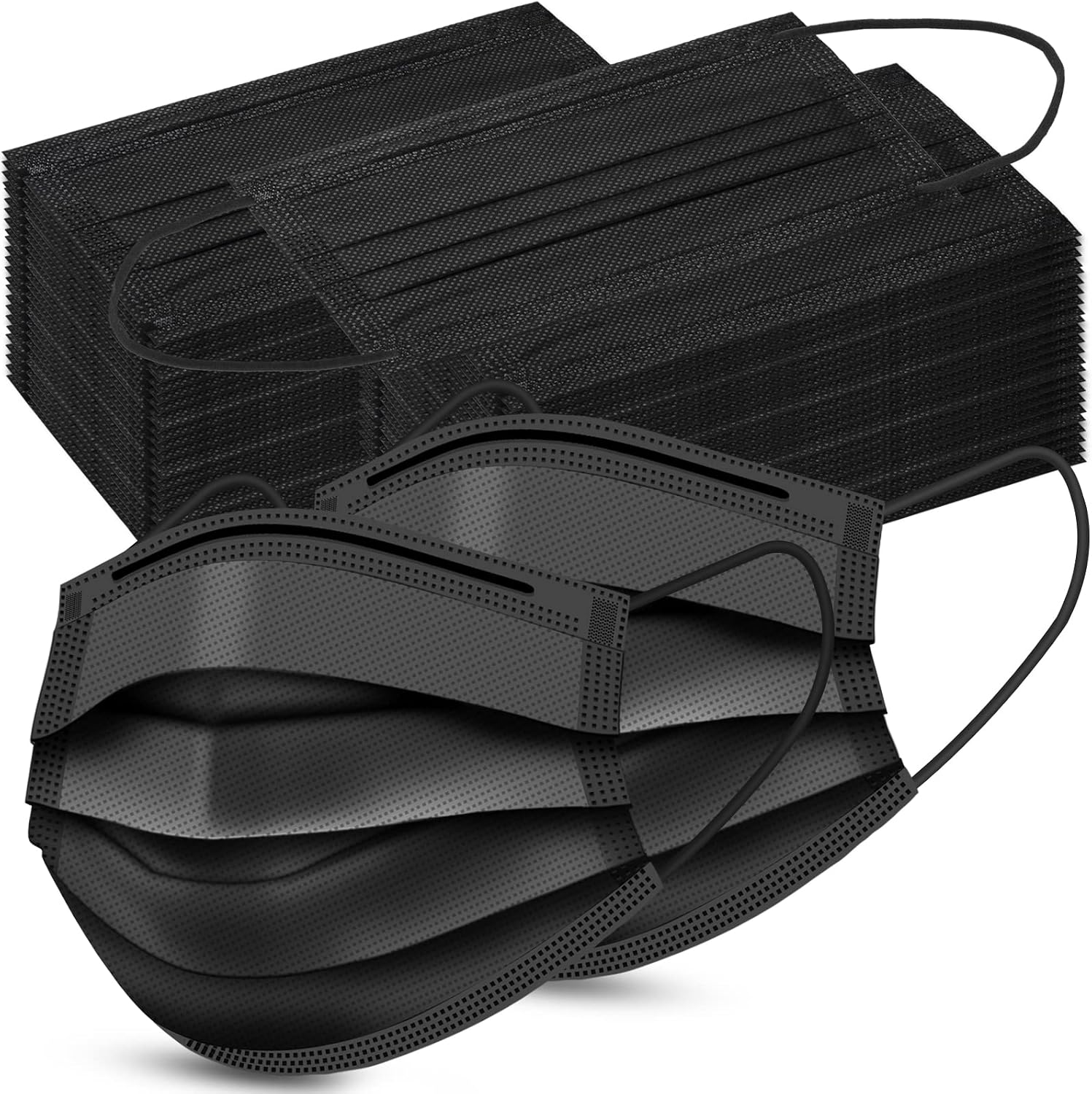 200 Pack Disposable Face Masks, 3 Layer Filter Protection Black Disposable Face Masks