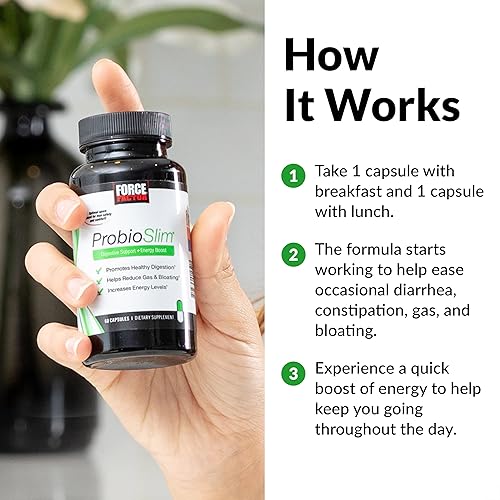 Vista 22 de Force Factor ProbioSlim, suplemento probiótico para mujeres y hombres con probióticos y extracto de té verde, reduce los gases, la hinchazón