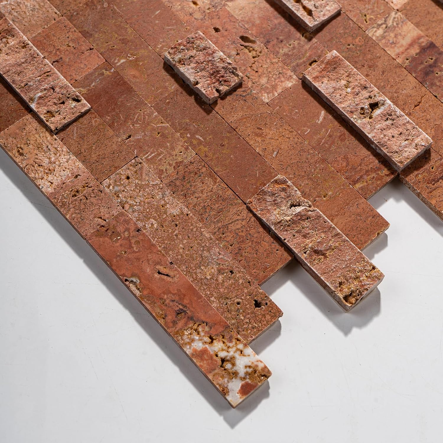 5-Sheet 3D Natural Stone Mosaic Tiles, 12"x11" Peel and Stick Backsplash, Mixed Gray Self Adhesive Wall Tiles for Kitchen Bathroom Fireplace