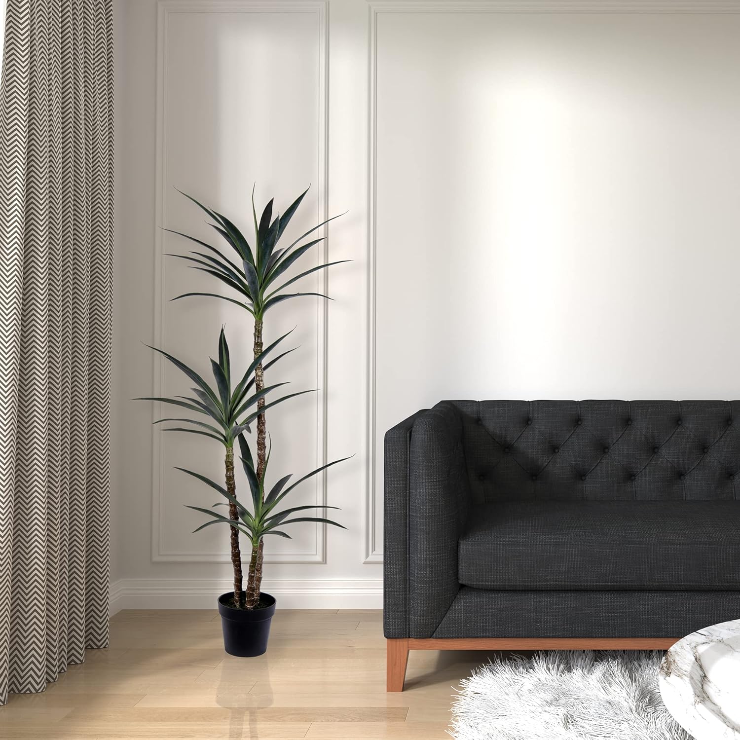 Vickerman Everyday Green Yucca Triple Stem Tree 60" Tall - Silk Artificial Indoor Plant - Multi Purpose Tropical Decoration for Home Office Living Room Decor