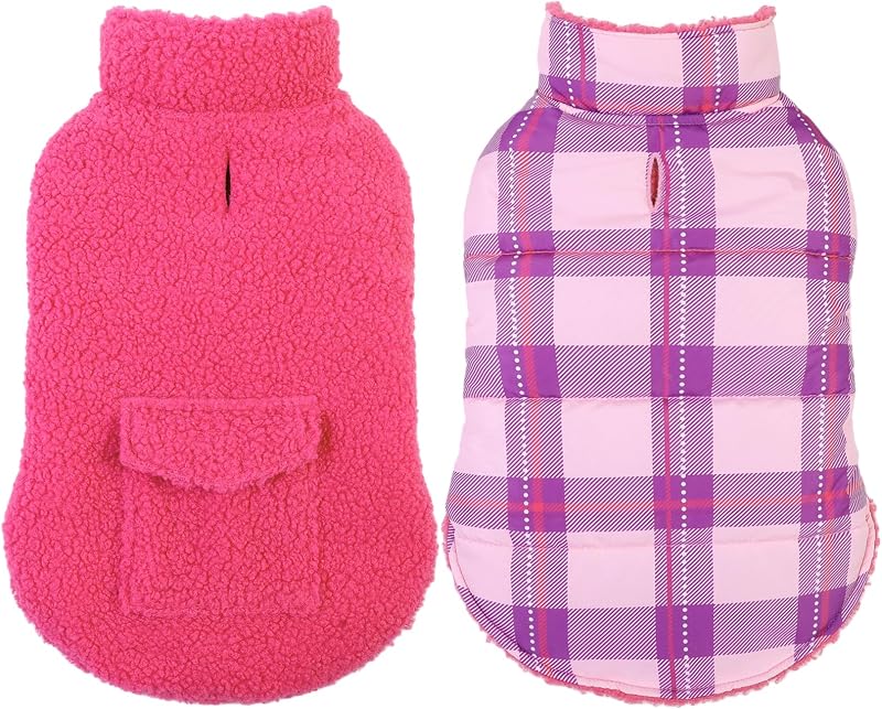 Casaco de Inverno Reversível para Cães ASENKU com Enchimento de Fibra de Poliéster, XS