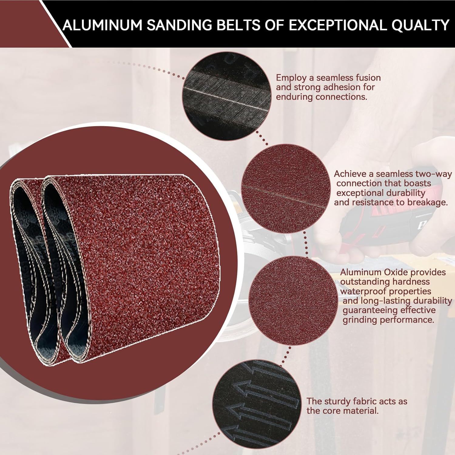 8x19 Inch Floor Sanding Belts 10 Pcs 100 Grits Heavy Duty Belt Sander Aluminum Oxide Belt Sander Paper for Wood, Metal, Stainless Steel, Automotive, and Furniture