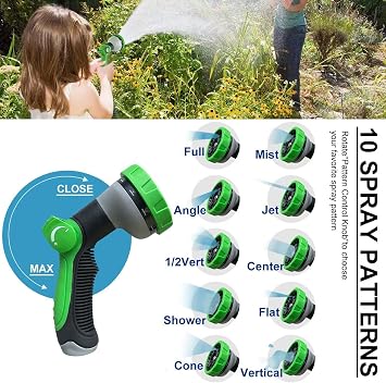 200Ft Metal Garden Hose durable stainless steel Water Hose, flexible, lightweight hose is resistant to kinks and tangles.With 10-way nozzle, strong 3/4 metal fittings, and a Stop Valve.