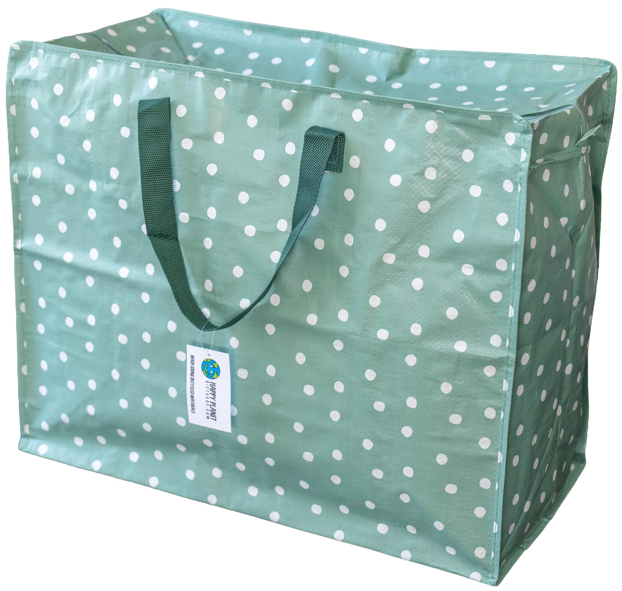 Happy Planet Giftshop Large Jumbo Storage Bag with Zip 58 x 47 x 30cm 80l (Sage Green Polka Dot Design) (Pack of 5) โ image 1