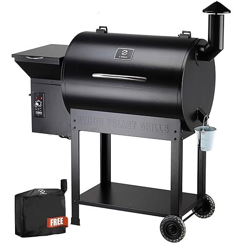 Z GRILLS 2026 Upgrade 8-in-1 BBQ Pellet Grill & Smoker, 697 sq in Cooking Area, PID Auto Temperature Control, 28 lbs Hopper Capacity, Outdoor Grill, Black (Grill Cover Included)