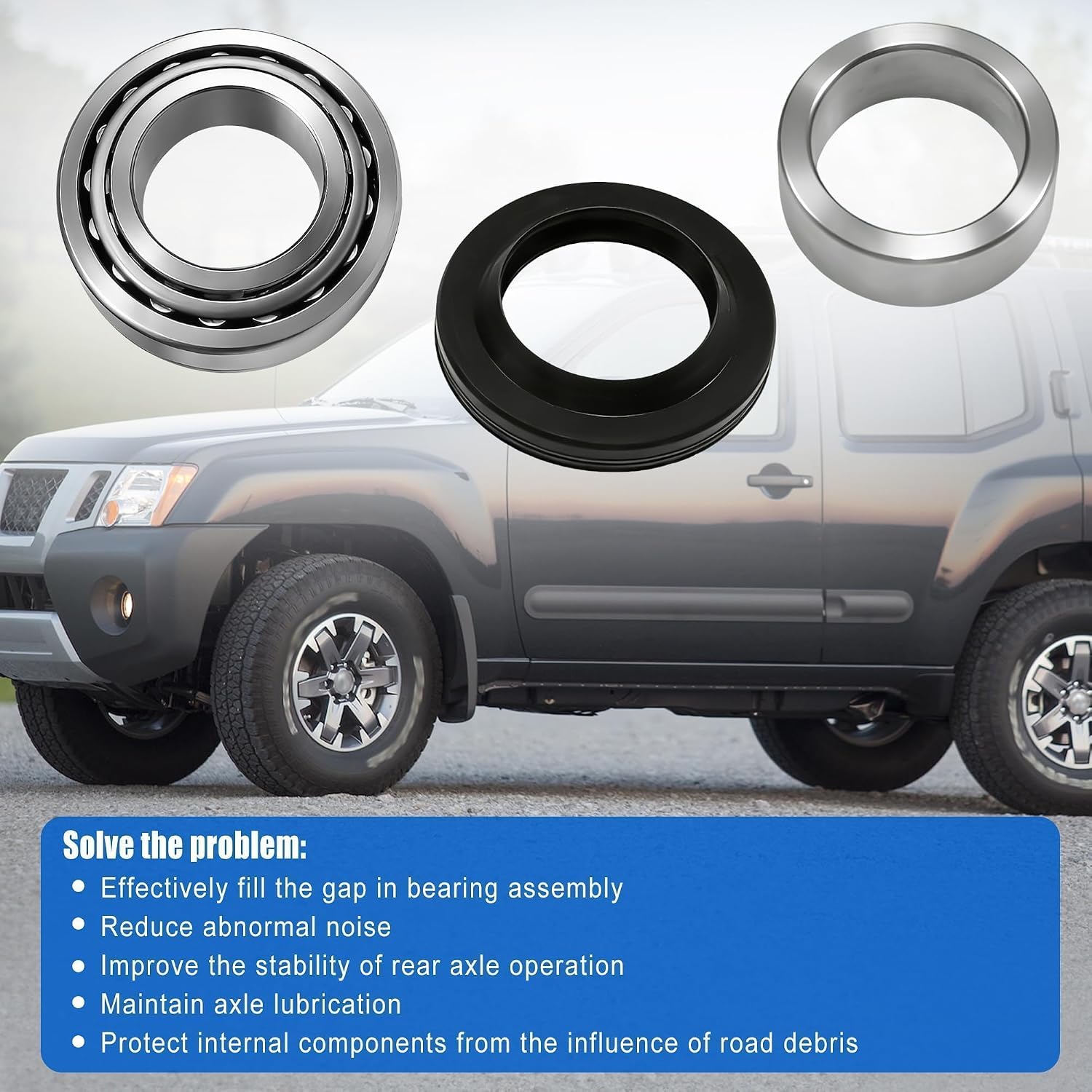 Rear Axle Bearing Inner Spacer Oil Seal Kit Fit for Nissan Titan 2004-2007 for Nissan Frontier 2005-2017 for Nissan Xterra 2006-2015 Replace 40210-7S210 43070-7S200 43252-7S200,1Set