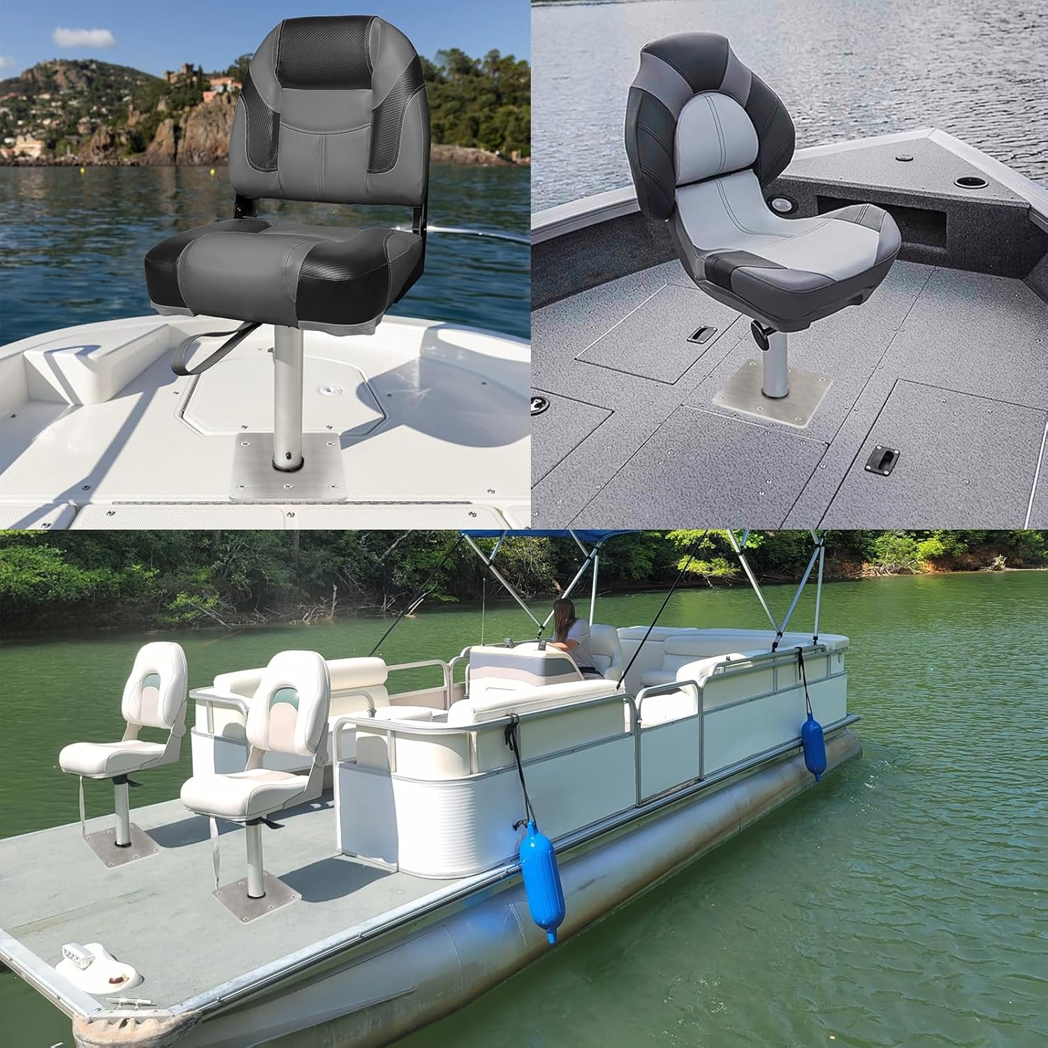 Boat Seat Base Mount Boat Seat Pedestal Base Mount Plate for 3/4" Pin Post Socket, Heavy Duty Marine Pedestal Bracket for Most Marine Fishing Pontoon Bass