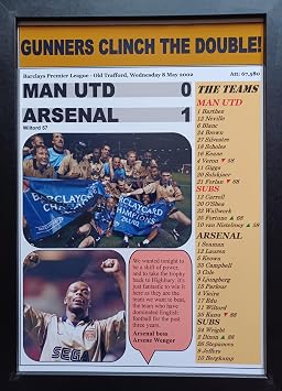 Man Utd 0 Arsenal 1-2002 Premier League - Arsenal win double - framed print