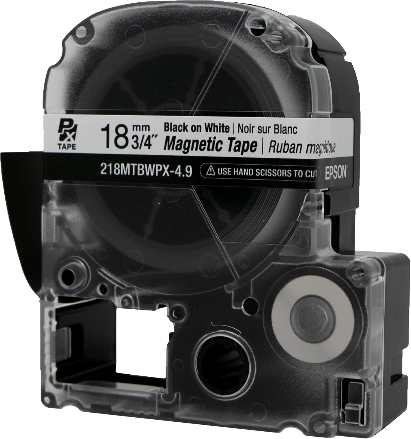 LABELWORKS 218MTBWPX-4.9 Magnetic Tape Cartridge - Black on White Magnet Label Maker Tape - 3/4" (18MM) Wide, 4.9 ft, White