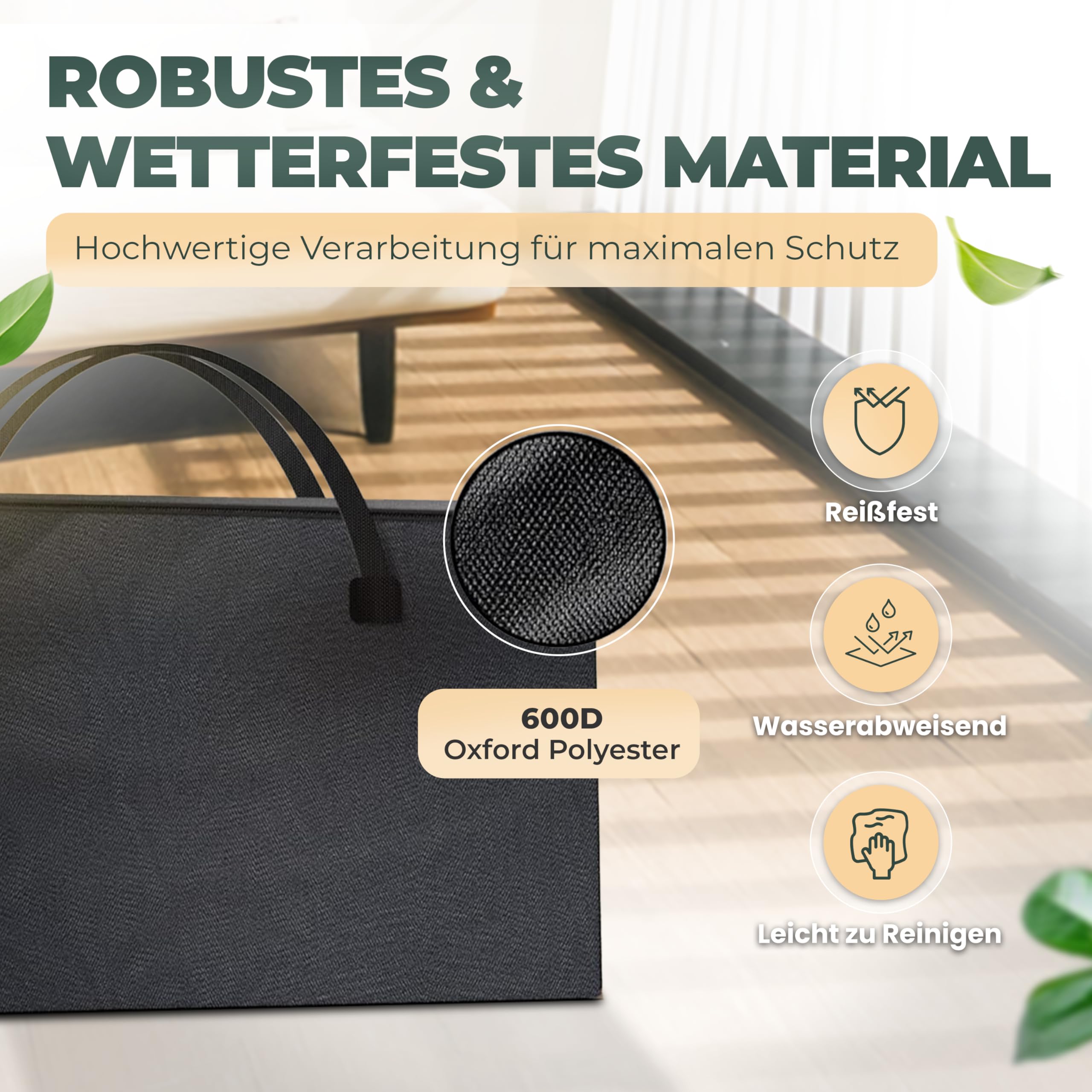 Borsa portaoggetti XXL 180 x 60 x 80 cm per cuscini da giardino, copriletti, vestiti, imbottitura da giardino, biancheria da letto, vestiti, grande borsa impermeabile con chiusura lampo