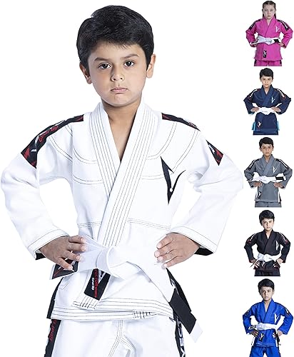 BJJ Gi de Vector Sports - kimonos brasileño para Jiu Jitsu Gi para niños. N Uniforme Kimono para resistir al agarre. Pantalones ultraligeros y