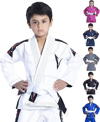Brazilian BJJ Gi Jiu Jitsu Gi for Child Kids Gi Uniform Durable Pant & Jacket 100% Cotton with Free Belt