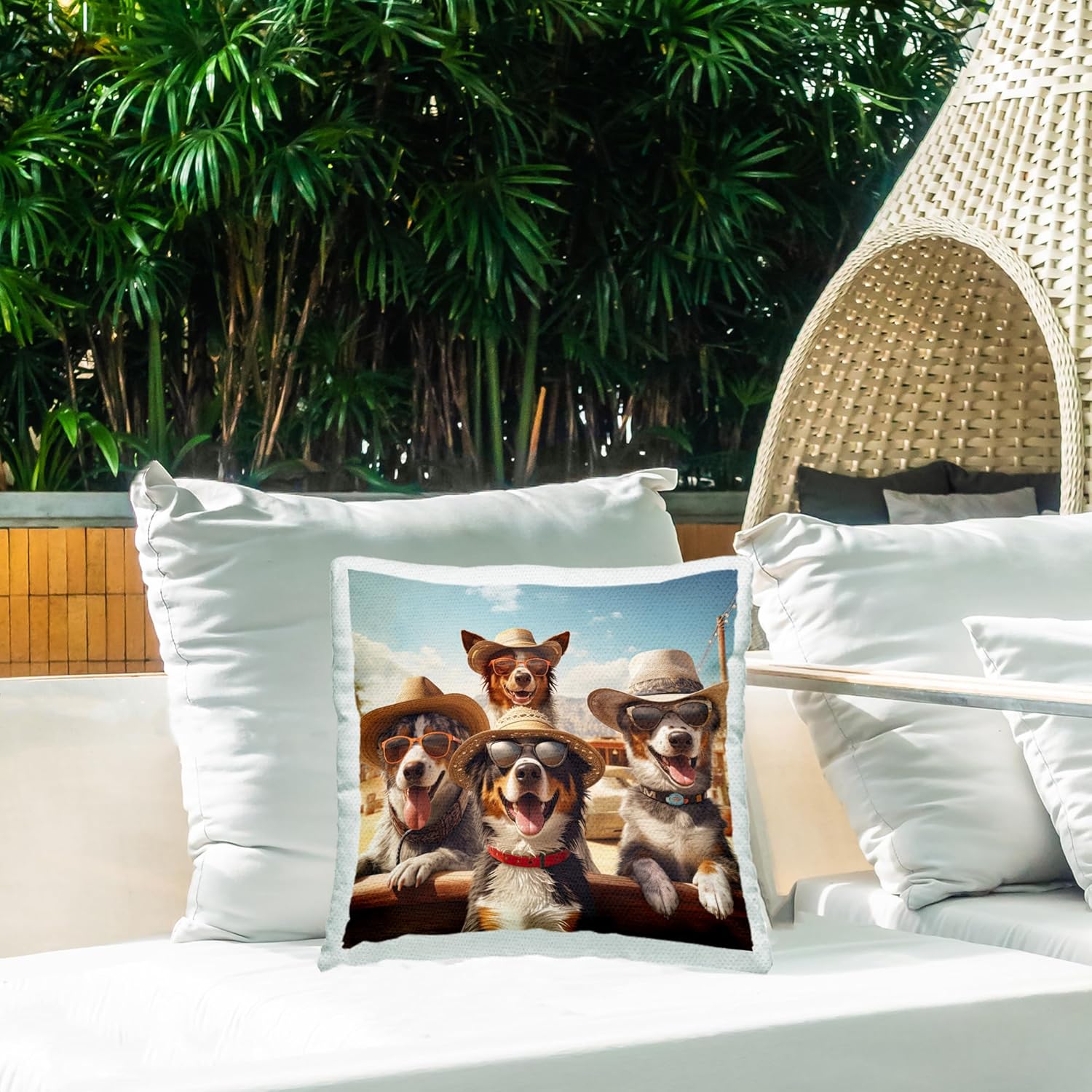 Stupell Industries Dogs in Cowboy Hats Design by Jim Baldwin Outdoor Printed Throw Pillow, 18 x 7 x 18, Brown