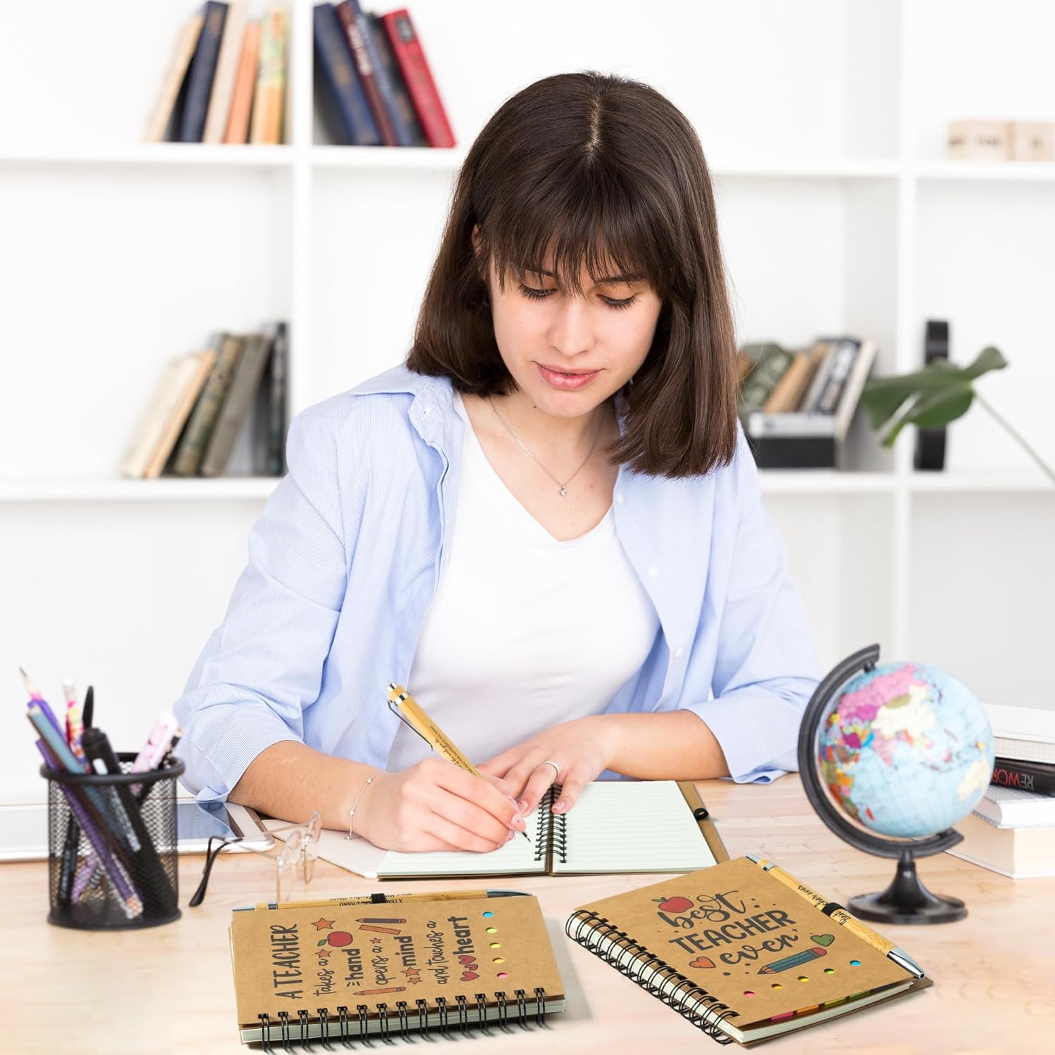 ANGOLIO 60Pcs Teacher Appreciation Gift Inspirational Bulk Spiral Notebook Thank You Gift for Teachers Inspirational Journal with Pens for Spring Easter Gifts Birthday Office School Teacher's Day