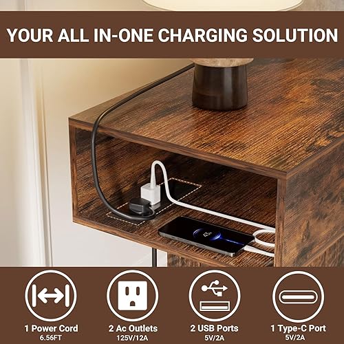 Miniatura 3 de Rovibek Mesa consola de 63 pulgadas para entrada, mesa de entrada de granja con 2 cajones, mesa detrás del sofá con tomacorriente, mesas de entrada