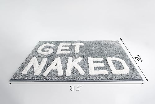Miniatura 3 de LABEND HOME Alfombra de baño Get Naked, divertida alfombra de baño con respaldo antideslizante, microfibra copetuda de secado rápido, lavable a
