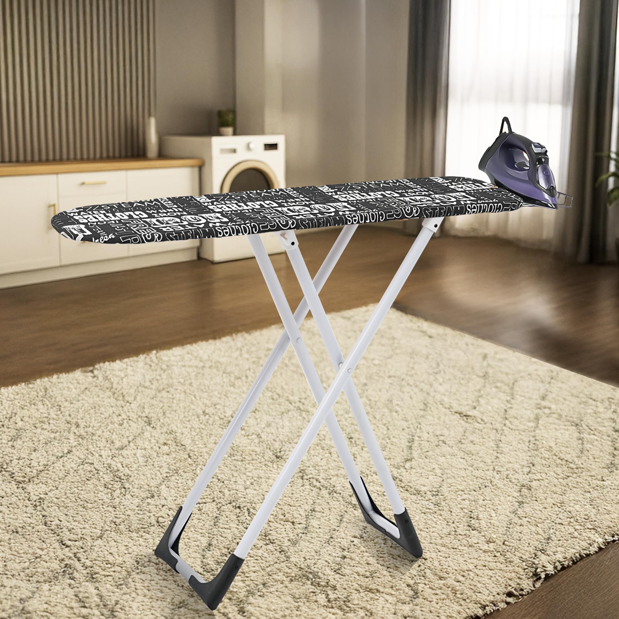 Amazon Brand - Solimo Wooden Ironing Board/Table with Iron Holder, Foldable & Adjustable (116 x 32cm)