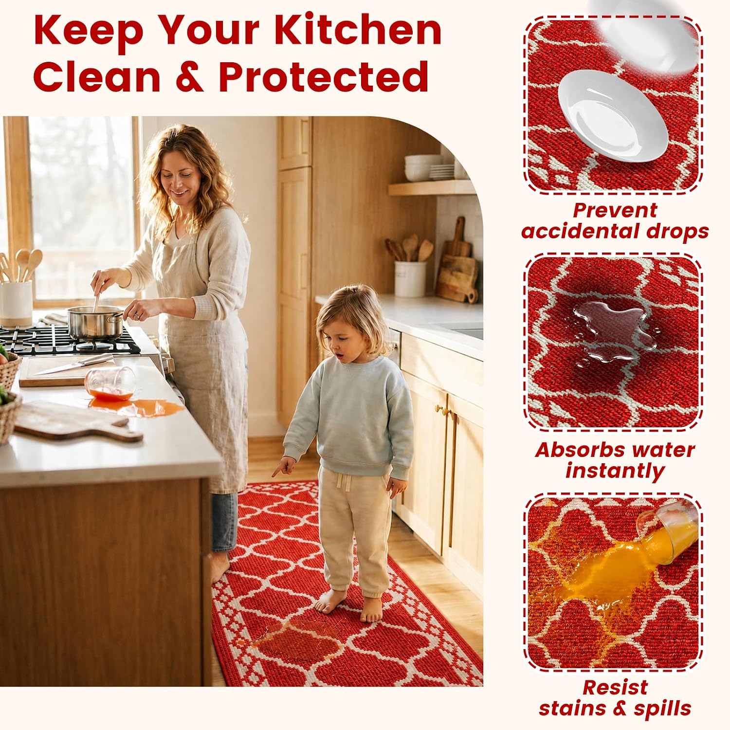 Kitchen Mats for Floor 3 Piece Set,Soft Comfort Kitchen Runner Rugs Non Skid Washable,Farmhouse Kitchen Mats for Floor Sets,Kitchen Area Rug Floor Mat for Bathroom Entryway Indoor Door