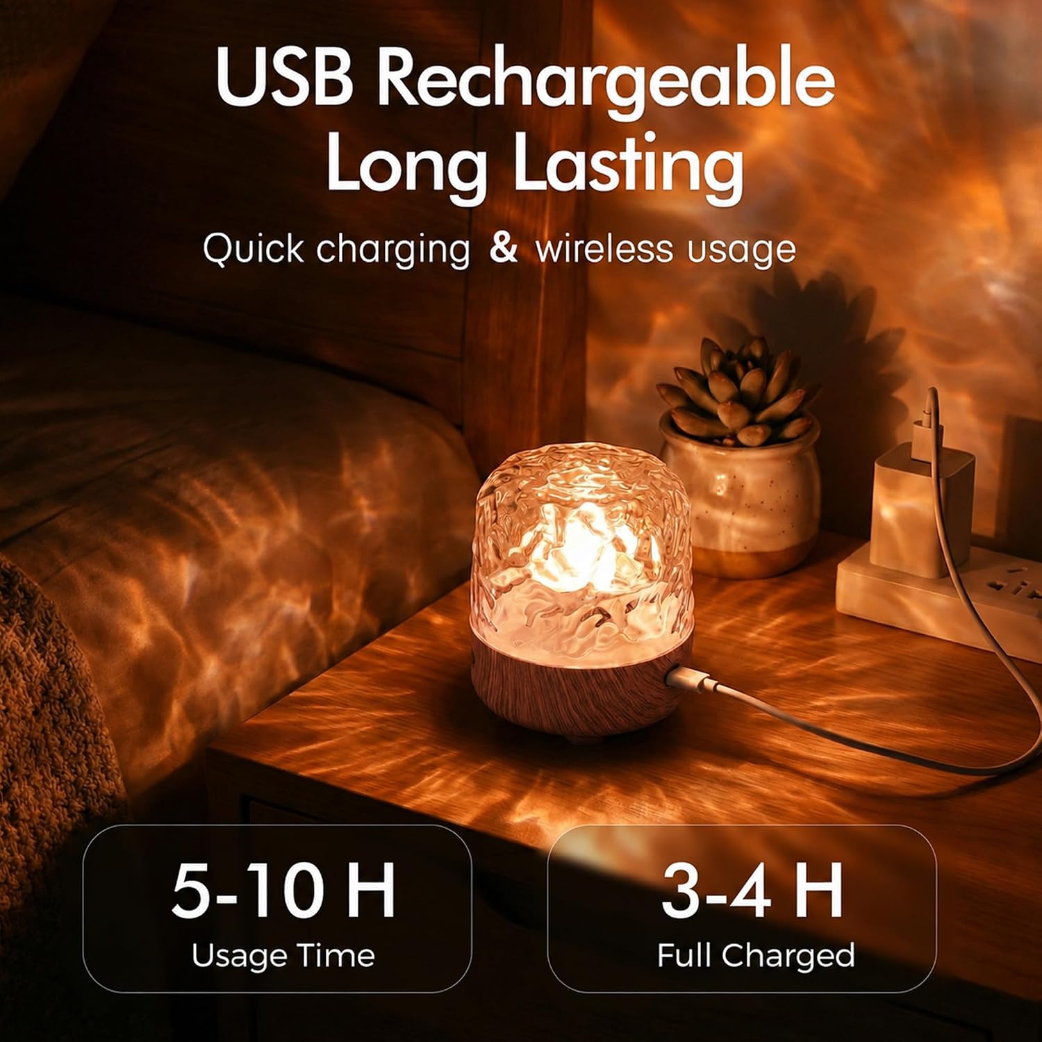 Waterproof Shower Light with Bluetooth Speaker, 16 Colors Changeable Shower Lamp for Inside Shower, Dimmable Ocean Wave Projector Light with Remote, LED Night Light for Bathroom, Bedroom, Walnut Wood