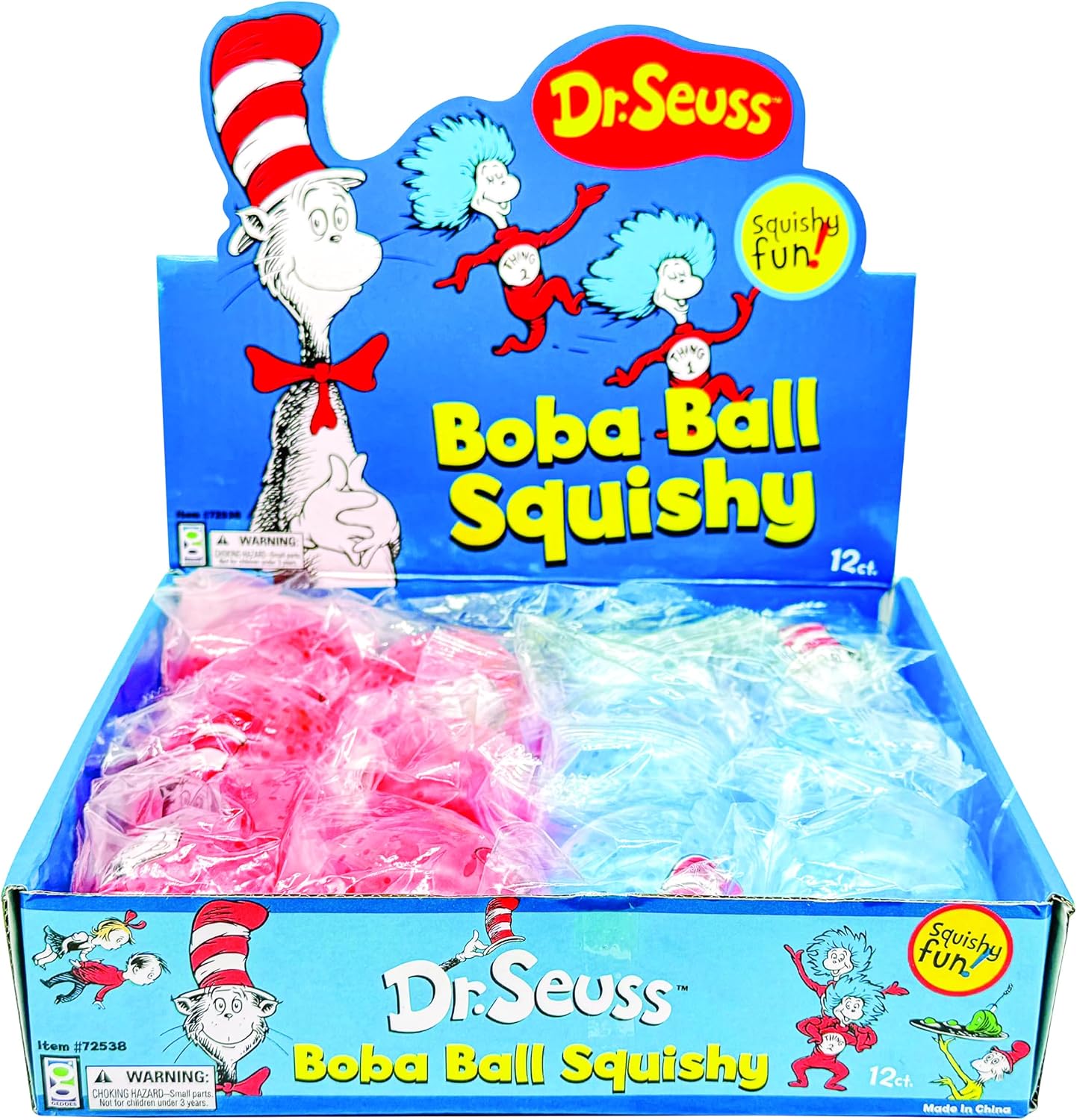 Raymond Geddes Dr. Seuss Boba Ball Squishy - Pack of 12 - Fun and Squeezable Collectible Toys for Kids