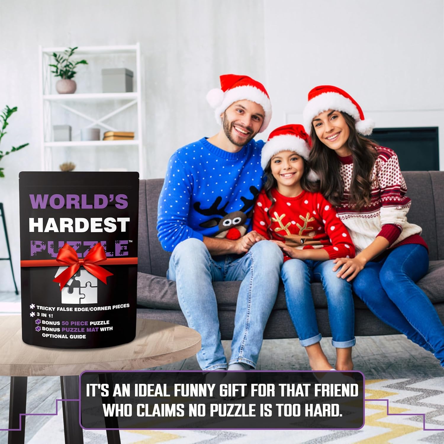 World's Hardest Puzzle ® - Clear Impossible Puzzle for Adults - Funny, Difficult, & Challenging - Hard Acrylic w/False Edges & Corners - Free Mat + Bonus 50pc Jigsaw - Cool Unique Gift - 200 Pieces