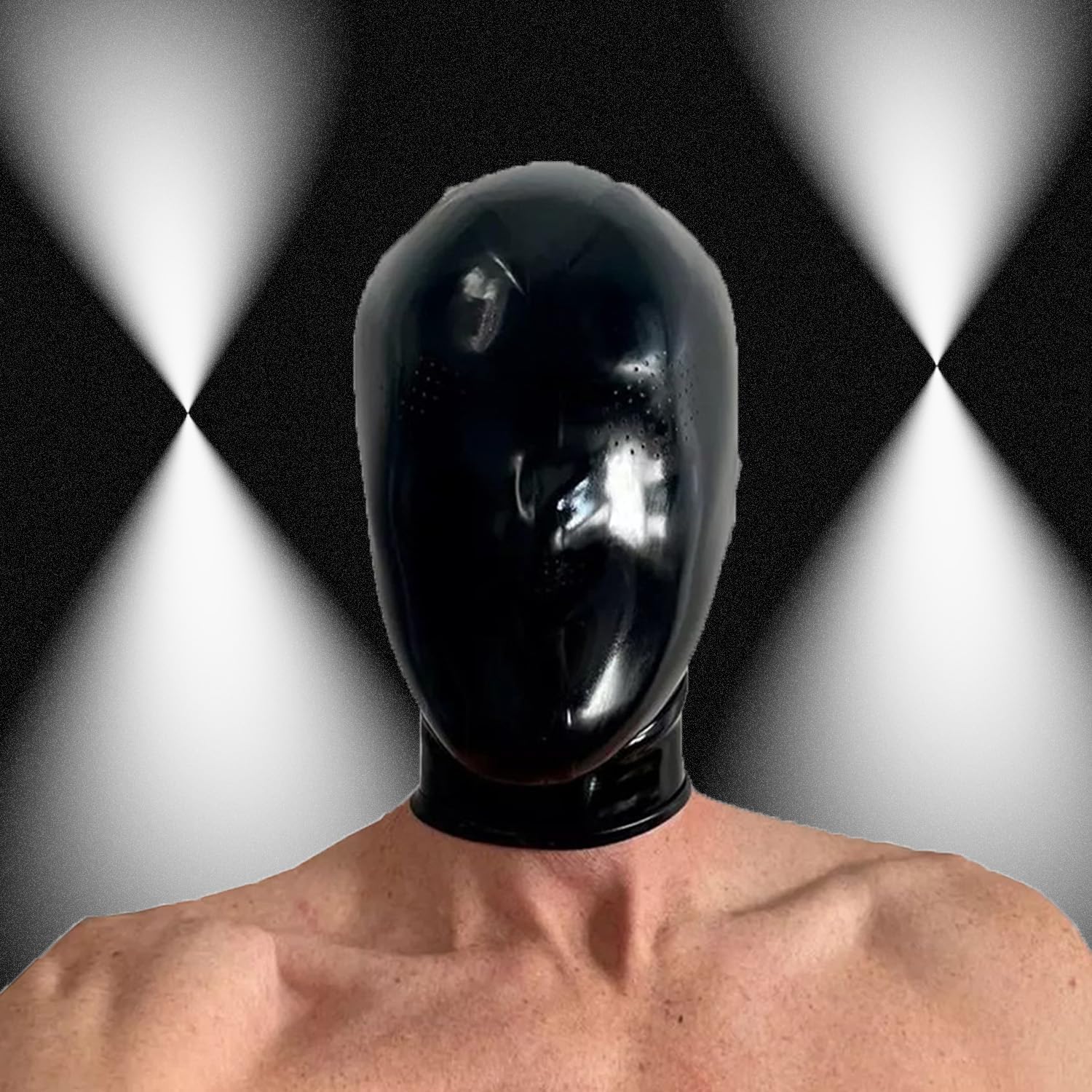ABWL Unisex Black Latex Hood Mask with Pinholes,Stretchable Black Rubber Masks for Cosplay Costumes