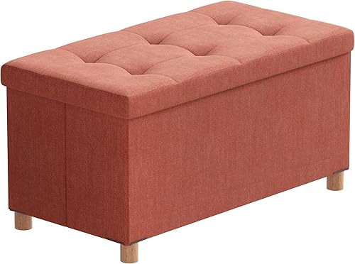 Miniatura 107 de BRIAN & DANY Otomana pequeña con almacenamiento, taburete de pie, cubo de almacenamiento otomano, reposapiés para sofá con patas, color marrón, 15 x