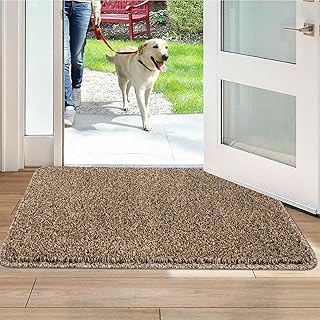 SHACOS Tapis de Porte Marron 60 x 90cm Tapis Antidérapant Anti-Poussière Paillasson Interieur Lavable en Machine Doux Absorbant Tapis Entrée pour Escaliers Couloir Entrée