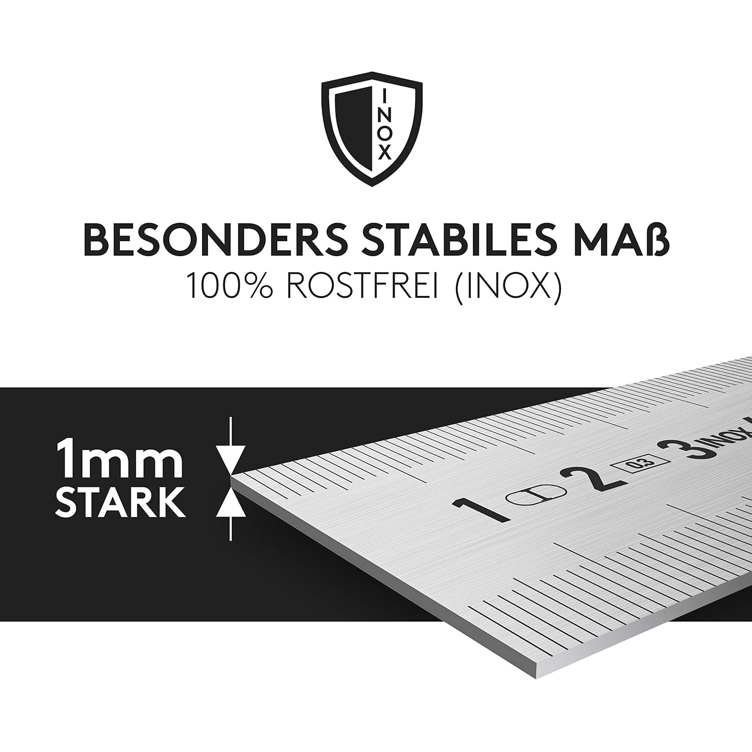 Adlerfokus Streichmaß [EG-1] - Anreisswerkzeug [MADE IN GERMANY] | Anschlaglineal - Anreisswerkzeug mit extra stabilem INOX Lineal - Streichmaß Metall mit Anschlag aus Buchenholz