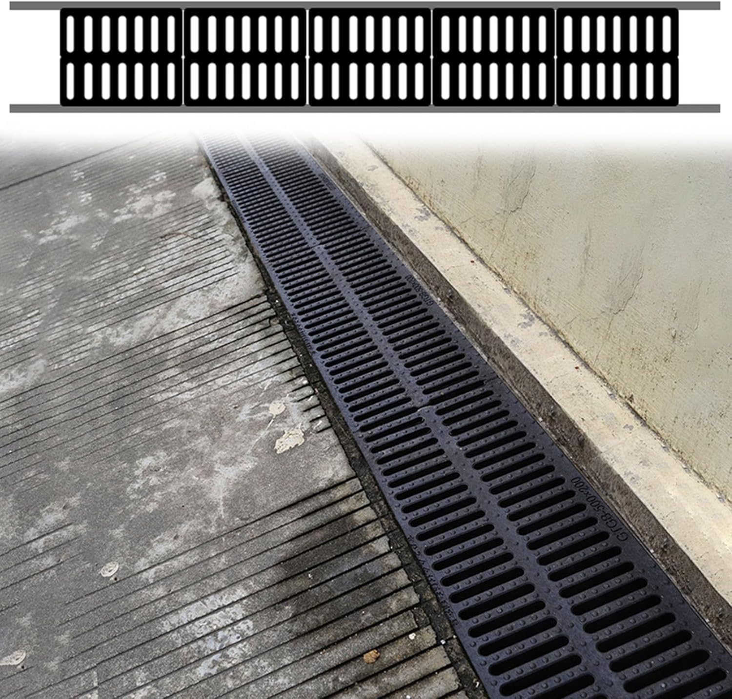 Couvercle de caniveau pluvial extérieur avec grille de drainage de sol 50x35 cm