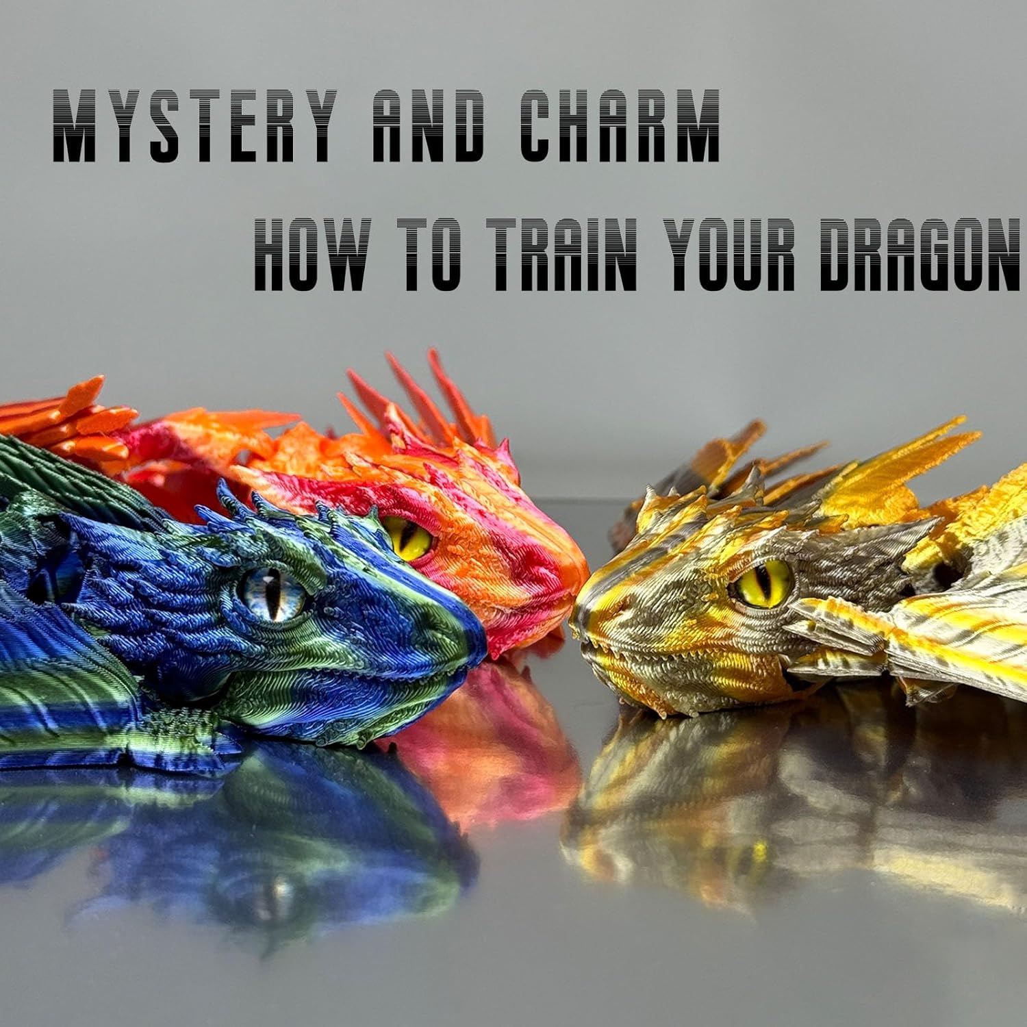 Feathered Wyvern Dragon - 3D Printed Articulated Dragon With Wings, Fidget Toy, Desktop Pet - Indulge in The Enchanting Realm of Dragons (Noctilucent Rainbow)