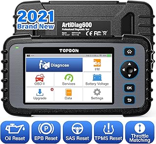 TOPDON OBD2 Diagnosegerät für alle Fahrzeuge-ArtiDiag 600, für Motor/SRS/ABS/Getriebeöl/EPB/SAS/TPMS/Drosselklappe regulie...