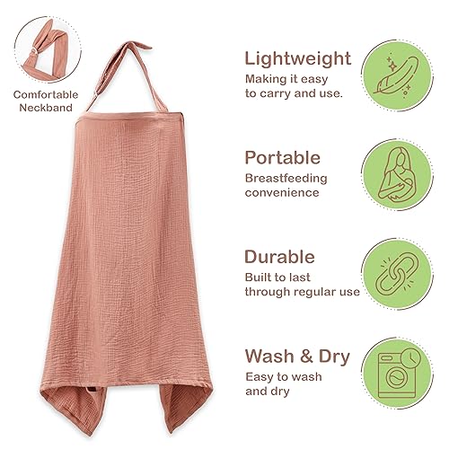 Miniatura 2 de Funda de lactancia de muselina orgánica transpirable prémium para lactancia materna, fundas de privacidad para lactancia materna para mujeres,