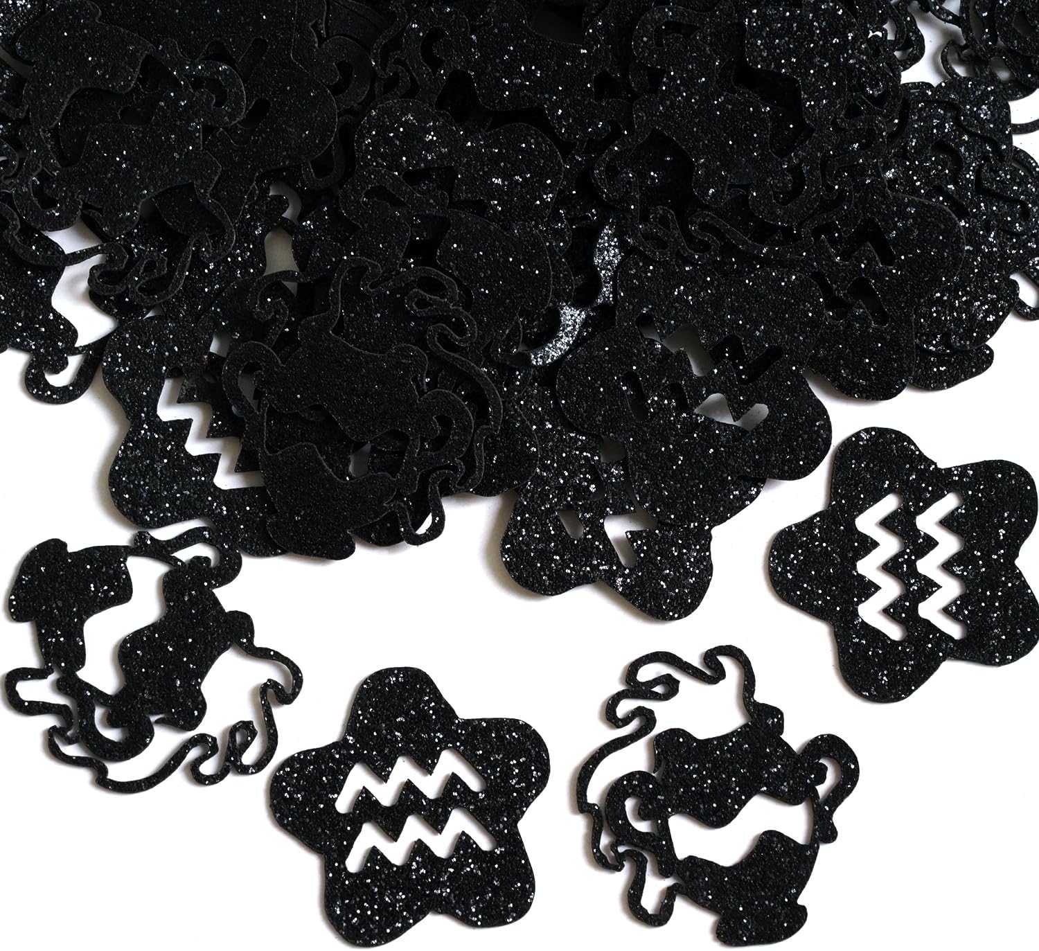 Aquarius Birthday Confetti, Big Aquarius Energy Paper Scatter, 12 Constellation January/Feburary Birth day Table Confetti, Horoscope Astrology Birthday Party Decorations Supplies, 200pcs, Black