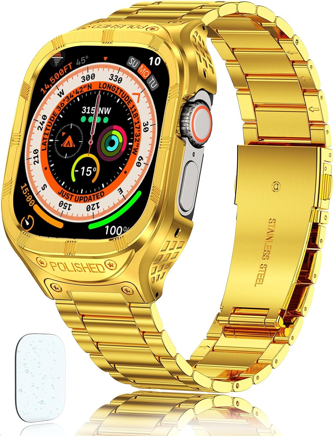 Stainless Steel Case and Band Compatible for Apple Watch Ultra/Ultra 2 Band 49mm,Rugged Apple Watch Ultra 1/2 Case with Metal iWatch Ultra Strap for Men (3-Silver, 49mm (Ultra 1/2))