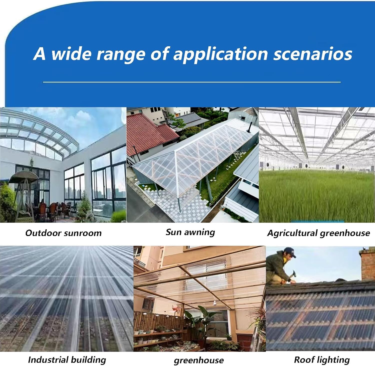 CPolycarbonate Greenhouse Panel, Transparent and Durable Plastic Panel, Used for roof, Pavilion, Greenhouse, Enclosed Space(3Pcs,0.9x1.7m/35x67in)