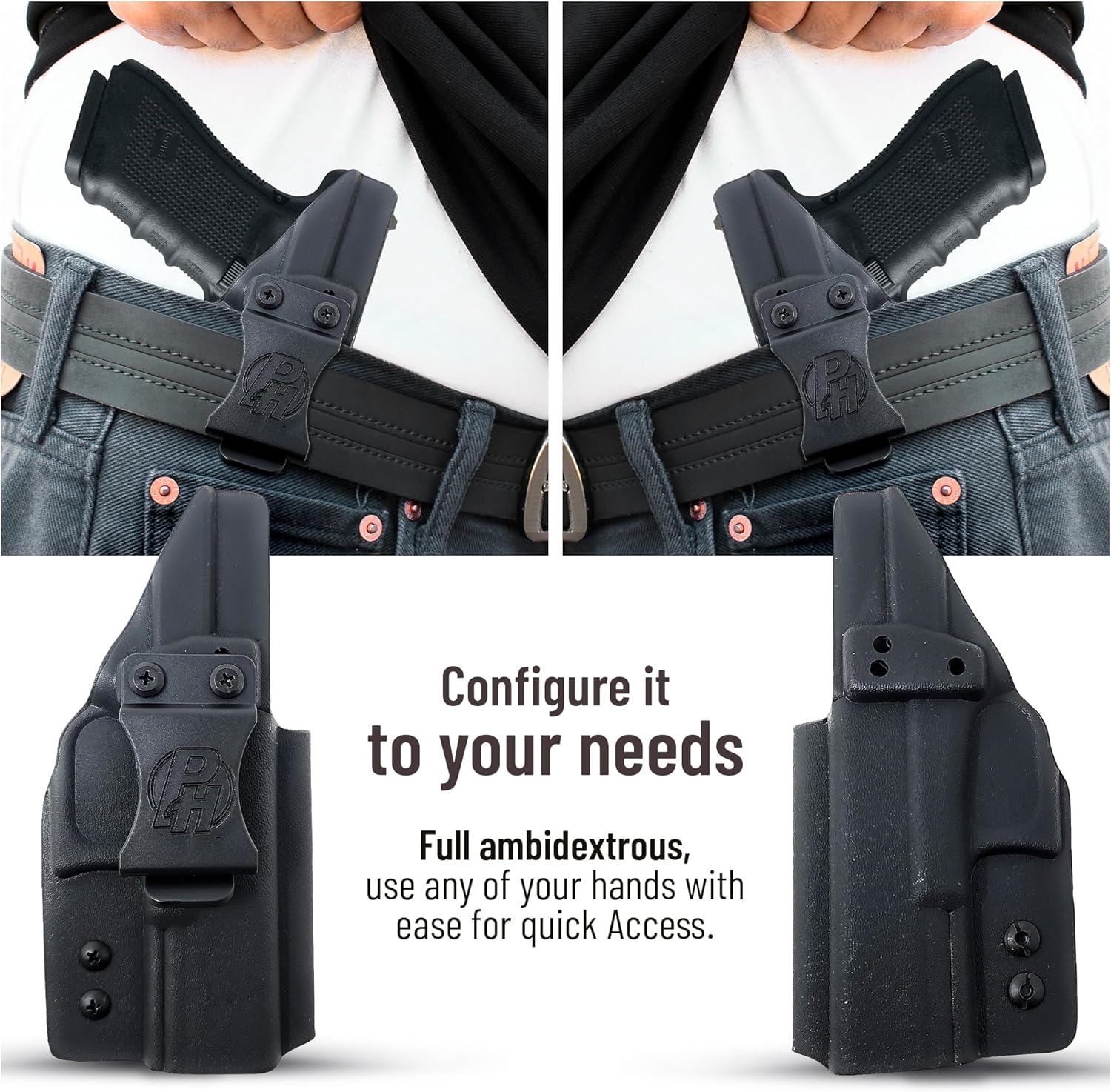 IWB Kydex Holster. Fit:17, 22, 33, 17L, 34 Pistol. IWB Glock 17 Holster Concealed Carry with Adjustable Cant and Strong Retention Clip