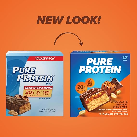 Pure Protein Pure Protein Bar Chocolate Peanut Caramel 12 Bars 1 76 oz 50 g