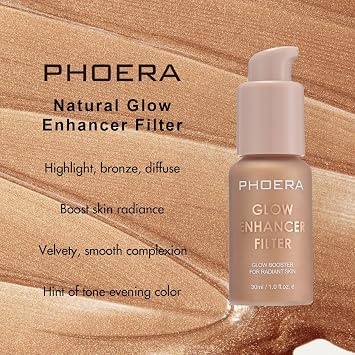 PHOERA Skin Glow Tint Foundation, Lightweight Water Based Tinted Sheer to Light Filter Effect Silk Perfect Glow Illuminating Foundation Makeu. (01 Fair)