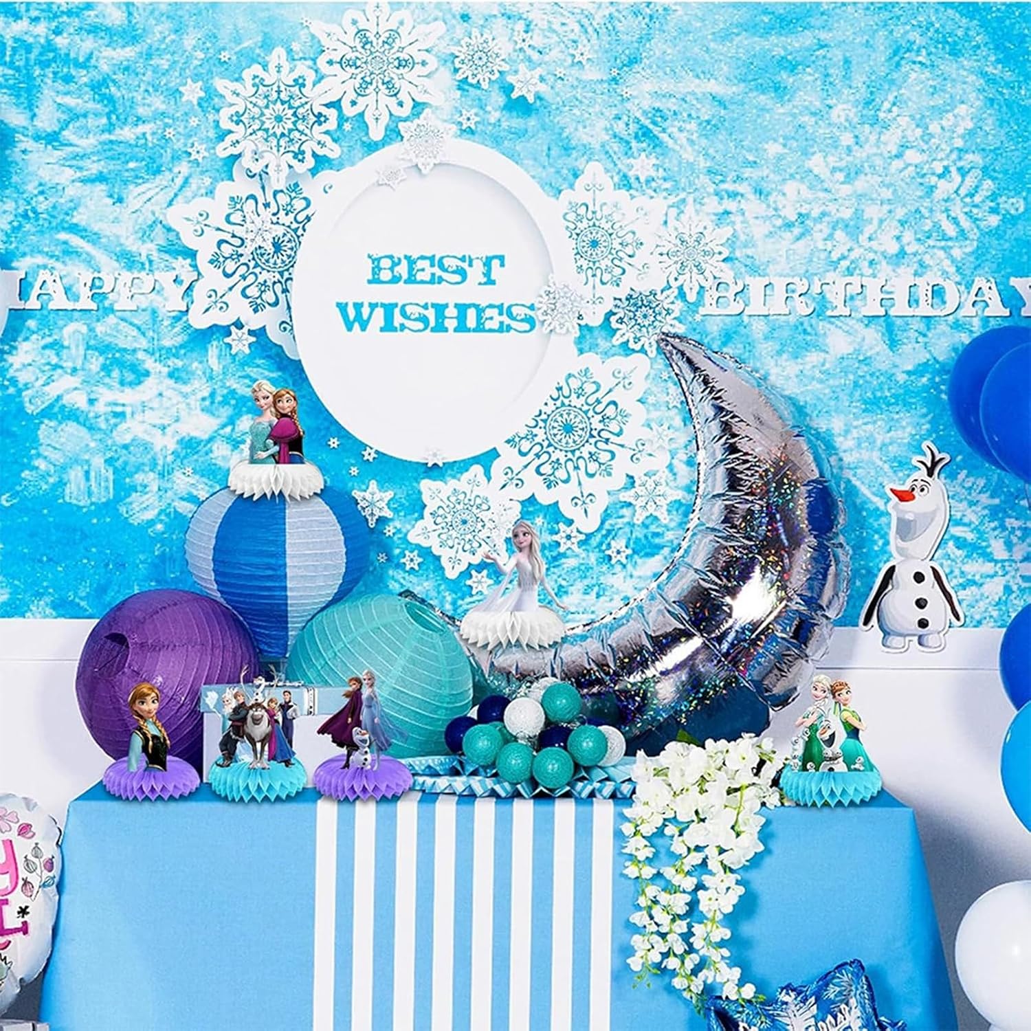 7 Pcs Cute Party Supplies, Cartoon Birthday Party Decorations, Blue Honeycomb Centerpieces for Table, Perfect for Birthday Parties, Themed Parties, Holiday Celebrations