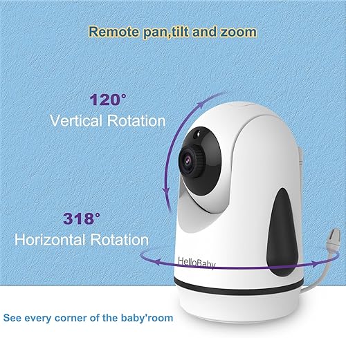 Miniatura 6 de HelloBaby Monitor de video para bebés con 2 cámaras y pantalla dividida de 5 pulgadas, cámaras de control remoto con visión nocturna y monitoreo de