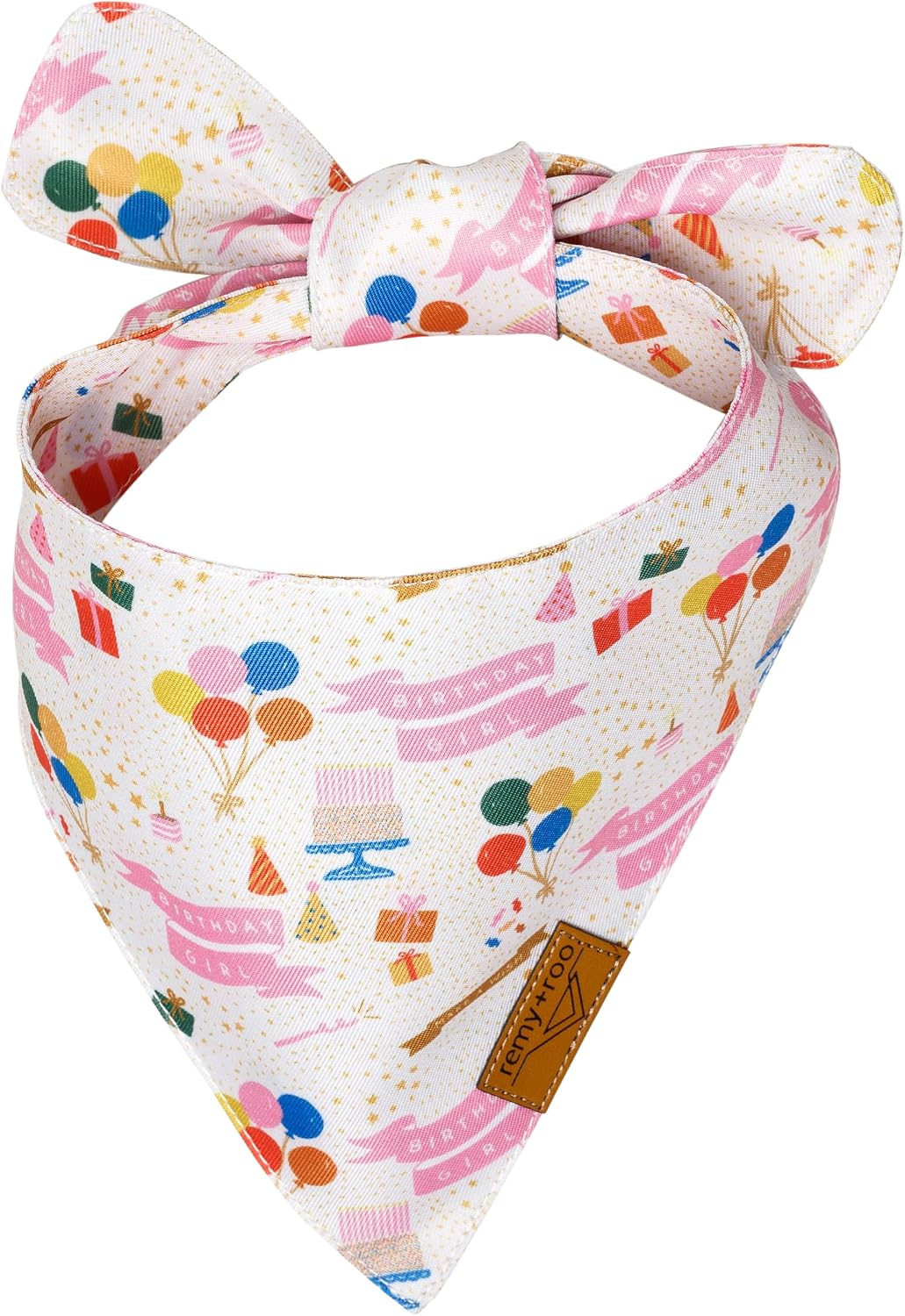 Remy+Roo Rainbow Stripe Birthday Dog Bandanas Large - 2 Pack | Birthday Collection | Premium Polyester Fabric | Adjustable Patented Fit | Large 2 Pack